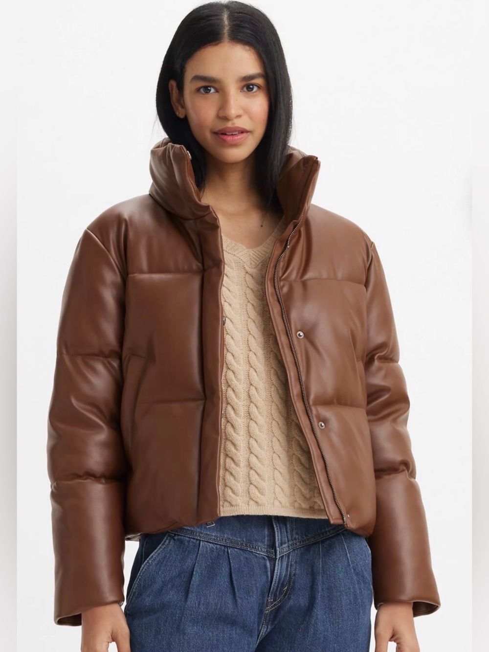 Levi’s Brown Vegan Leather Puffer Jacket